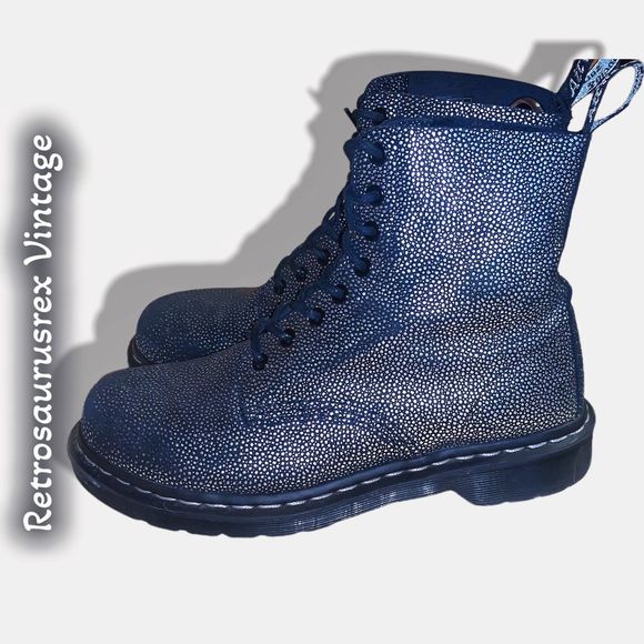 Dr. Martens Silver Metallic Pebble 1460 Pascal Leather Boots, US 9 - Picture 8 of 10